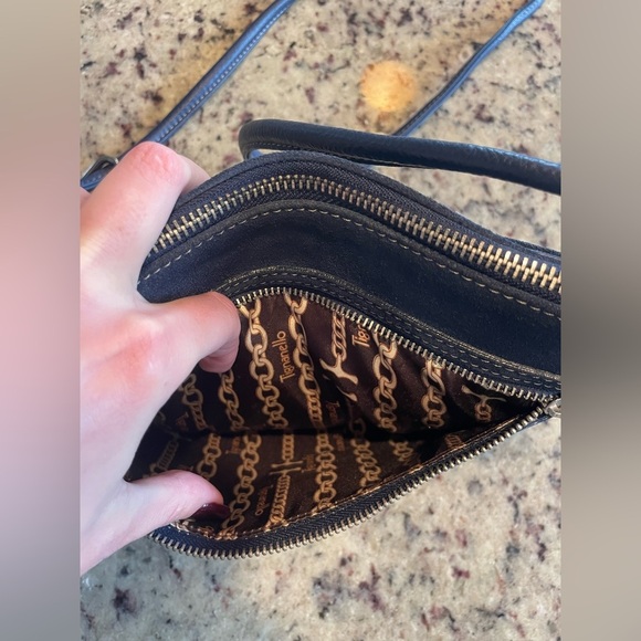 Navy Blue suede Tignanello Crossbody Bag and keychain - Picture 3 of 7